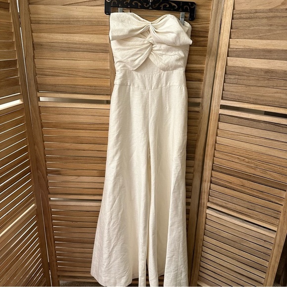 Fame Partners Strapless Wedding Bow Front Wide Leg Jumpsuit size 2 - Picture 1 of 5